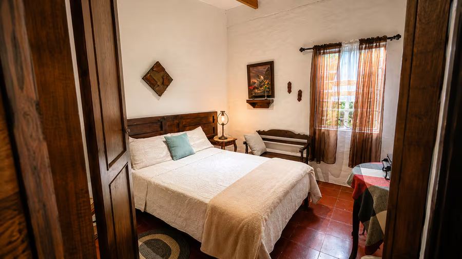 Cabin bedroom with skylight view at Monte Berat