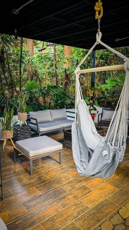 Hammock chair lounge on the Umbra cabin terrace